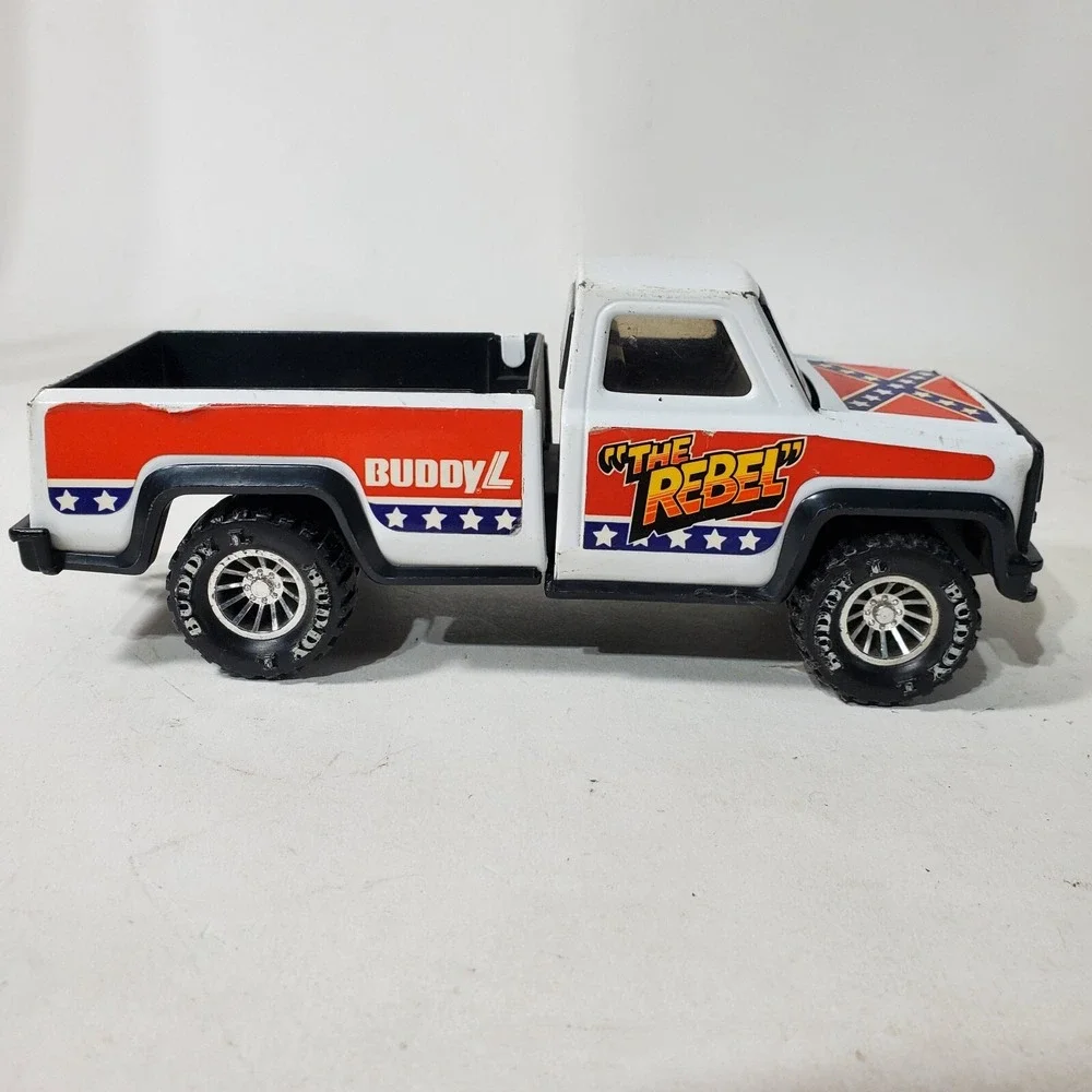 Buddy L Pickup Truck Kids OS White Good Vintage Rebel Pressed Steel Die Cast